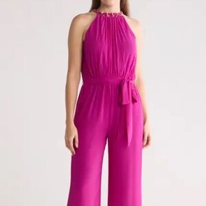 Marina Halter Neck Romper Magenta L